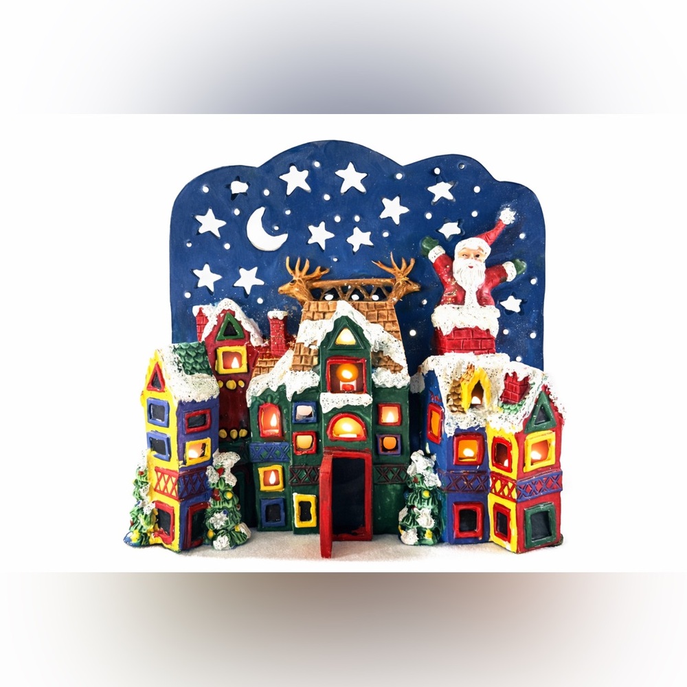 The Magic of Candlelight Handpainted Christmas Holiday Candle Holder - Picture 2 of 10